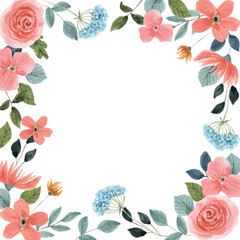 peach floral watercolor frame