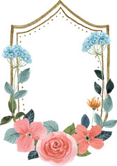 peach floral watercolor wedding crest frame