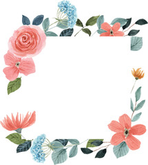 peach floral watercolor frame
