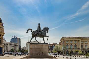 Bucharest, Romania. Equestrian Statue of Carol I.