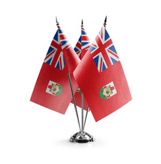 Small national flags of the Bermuda on a white background