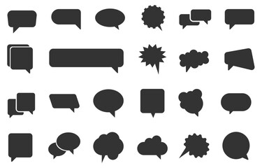 Set of speech buble icon. Simple chat flat silhouette vector. 
