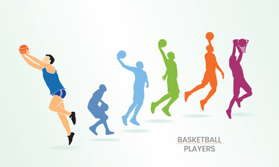 Silhouette with Basketball Players