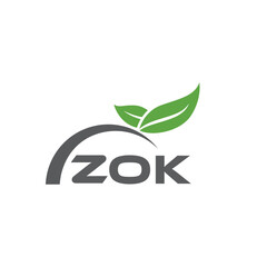 ZOK letter nature logo design on white background. ZOK creative initials letter leaf logo concept. ZOK letter design.