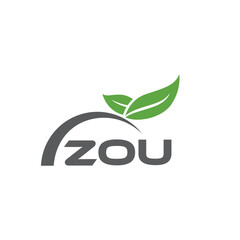 ZOU letter nature logo design on white background. ZOU creative initials letter leaf logo concept. ZOU letter design.
