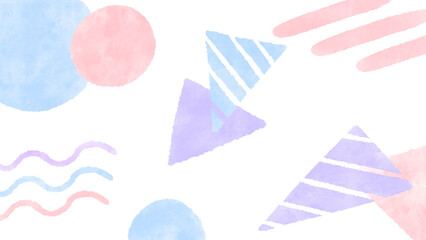 Pop pastel color geometric pattern background Cute hand drawn watercolor illustration / ポップなパステルカラーの幾何学模様の背景 かわいい手描きの水彩イラスト