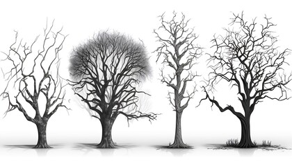 Dead trees black silhouette created with AI