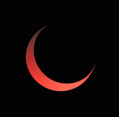 Scarlet crescent moon on black background