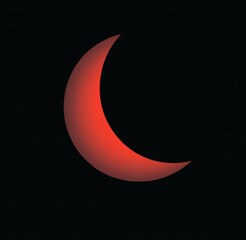 Scarlet crescent moon on black background © ilham