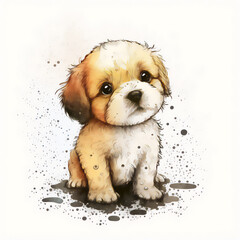 Cute, tiny and adorable Dog Portrait illustration