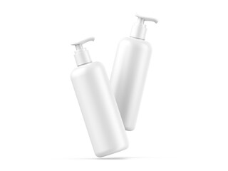 Cosmetic plastic bottle with dispenser pump mockup for branding. 3d render illustration