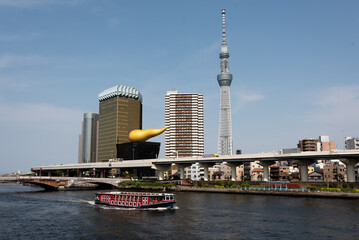 Sightseeing boat on Sumida river tokyo Japan