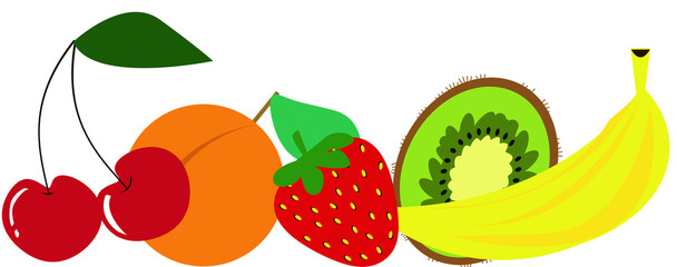 Banner  con allegra e colorata frutta fresca