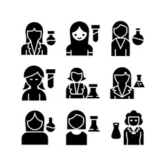 scientist woman icon or logo isolated sign symbol vector illustration - high quality black style vector icons
