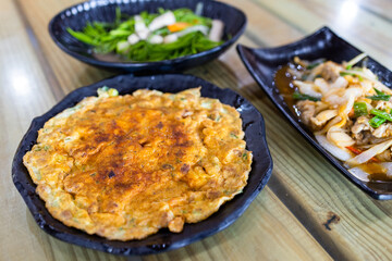 Taiwanese style cuisine fry egg and fry pork dish