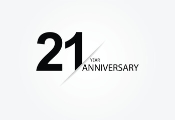 21 years anniversary logo template isolated on white, black and white background. 21th anniversary logo.