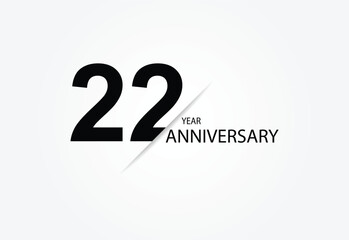 22 years anniversary logo template isolated on white, black and white background. 22th anniversary logo.