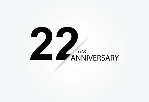 22 years anniversary logo template isolated on white, black and white background. 22th anniversary logo.