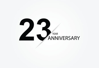 23 years anniversary logo template isolated on white, black and white background. 23th anniversary logo.
