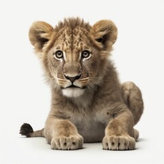 Fototapeta na wymiar portrait of an adorable lion generative AI