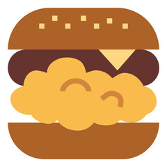 chicken burger flat icon style