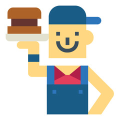 waiter flat icon style