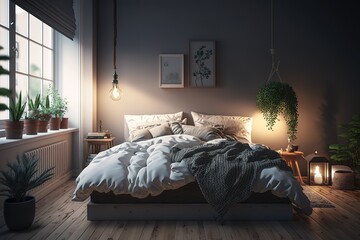 Modern bedroom interior.