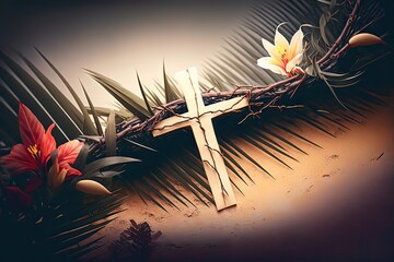 Palm Sunday, Good Friday and Easter Day. Photo generative AI