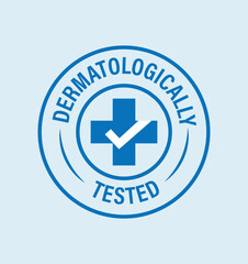 dermatologically tested vector icon with cross mark and tick mark, blue in color, skincare abstract