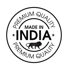 'premium quality, made in India'vector icon, black in color, make in India abstract