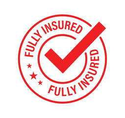 fully insured vector icon, red in color - obrazy, fototapety, plakaty