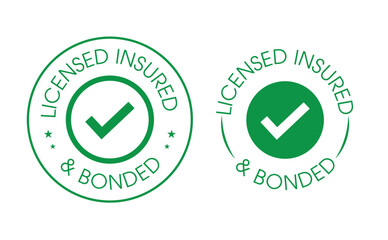 licensed insured and bonded vector icon with tick mark. business abstract