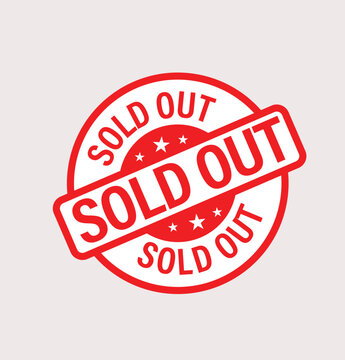 sold out vector icon, red in color