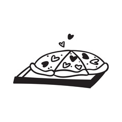 Pizza. Outline vector icon on white background.
