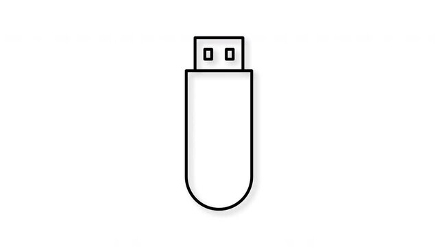 Usb flash drive icon animation. motion graphics.