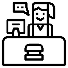 cashier line icon style