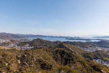 Naklejka na ściany i meble 日本の岡山県玉野市の天狗山の美しい風景