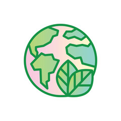 Eco friendly symbol for packaging. Thin line icon with Earth and leaf. Modern vector illustration.