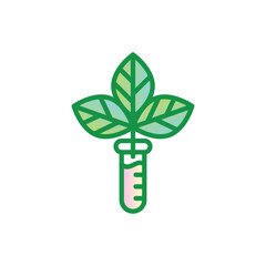Paraben free sign. Thin line icon with leaf in test tube. Symbol for beauty product. Modern vector illustration.