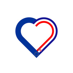 unity concept. heart ribbon icon of european union and croatia flags. PNG