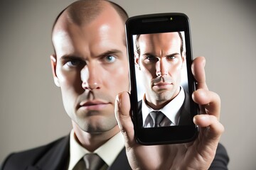Unrecognizable businessman with illuminated light bulb, working on laptop at office, cropped, concept for idea, innovation and inspiration in business, business opportunities, AI generated