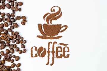 Hot drinks. The inscription 