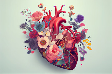 Human heart from roses. Generative AI, Generative, AI - obrazy, fototapety, plakaty