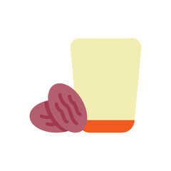 icon kurma and glass of water, iftar icon, icon Ramadan, vector illustration, editable color
