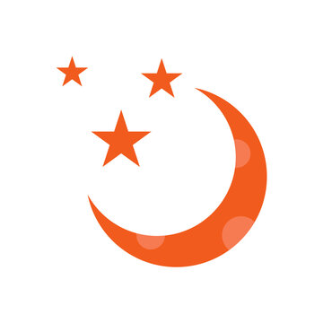 icon moon and stars, icon Ramadan, vector illustration, editable color