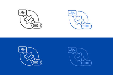 Icons for Natural language processing, NLP, AI language, Text analysis, and Computational linguistics. Vector line icons with editable strokes.