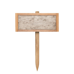 Old Wooden sign isolated on white background with clipping path