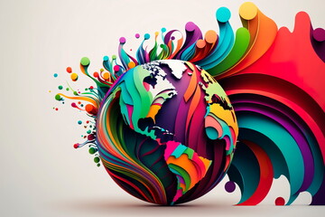 Abstract symbol of peace globe illustration. Generative AI