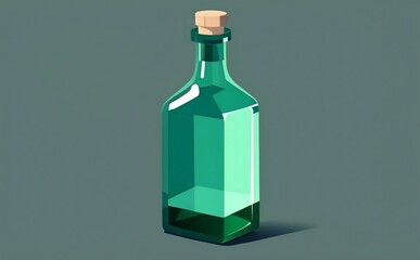 Wine bottle illustration. Generative AI technology.