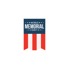 World memorial day with USA flag patriotic logo design